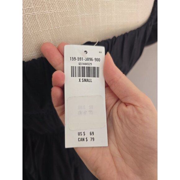 Abercrombie & Fitch Ruched Puff Sleeve Mini Black Babydoll A-line Short Dress XS - Picture 9 of 12